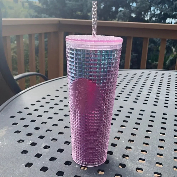Starbucks Other - Starbucks Blue & Pink Grid Kaleidoscope 24oz Tumbler